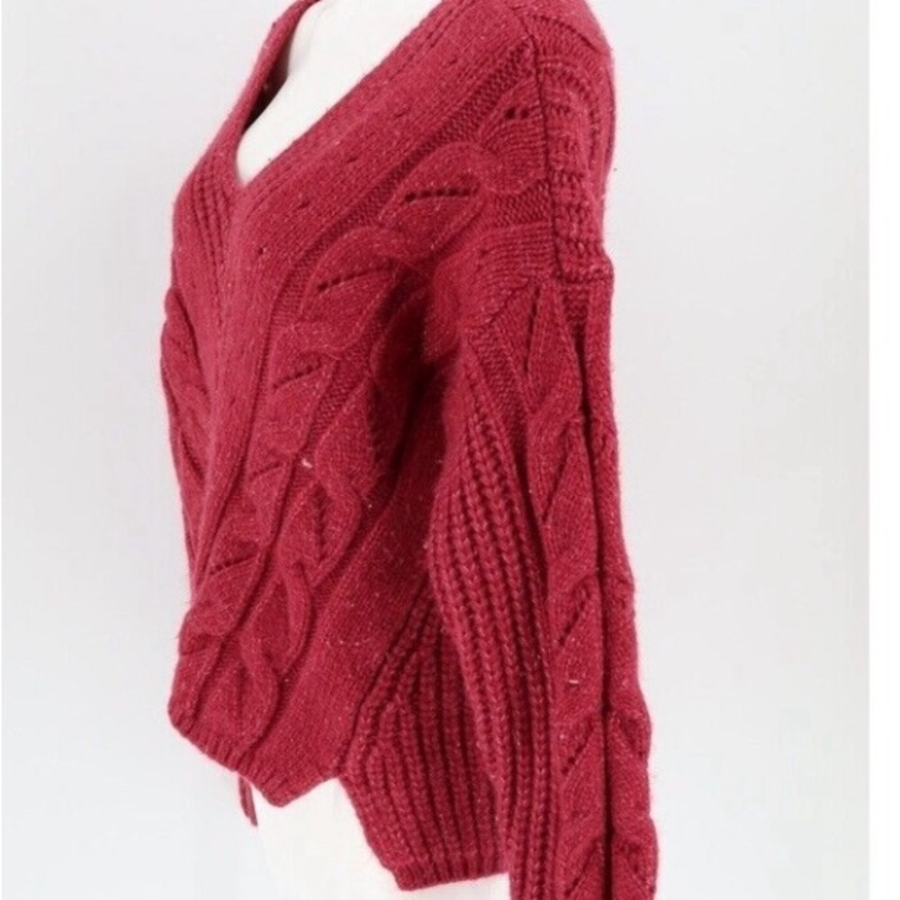Anthropologie Women Size M Violet Ramona Cable Knit V-Neck Pullover Sweater - Picture 4 of 5
